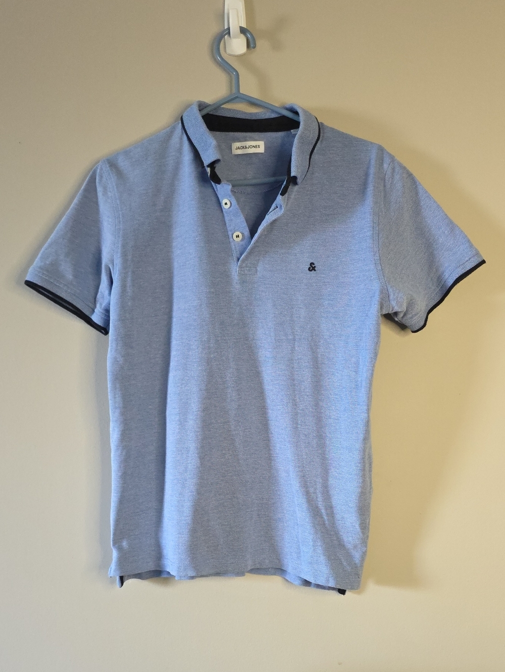 Jack & Jones Sky Blue Polo with Navy Contrast